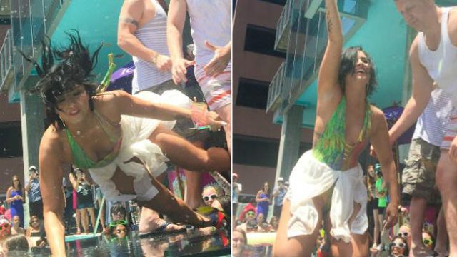 Demi Lovato se cayó en una “pool party”