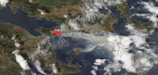 Así se ve el incendio ocurrido en Grecia desde el espacio Así se ve el incendio ocurrido en Grecia desde el espacio
