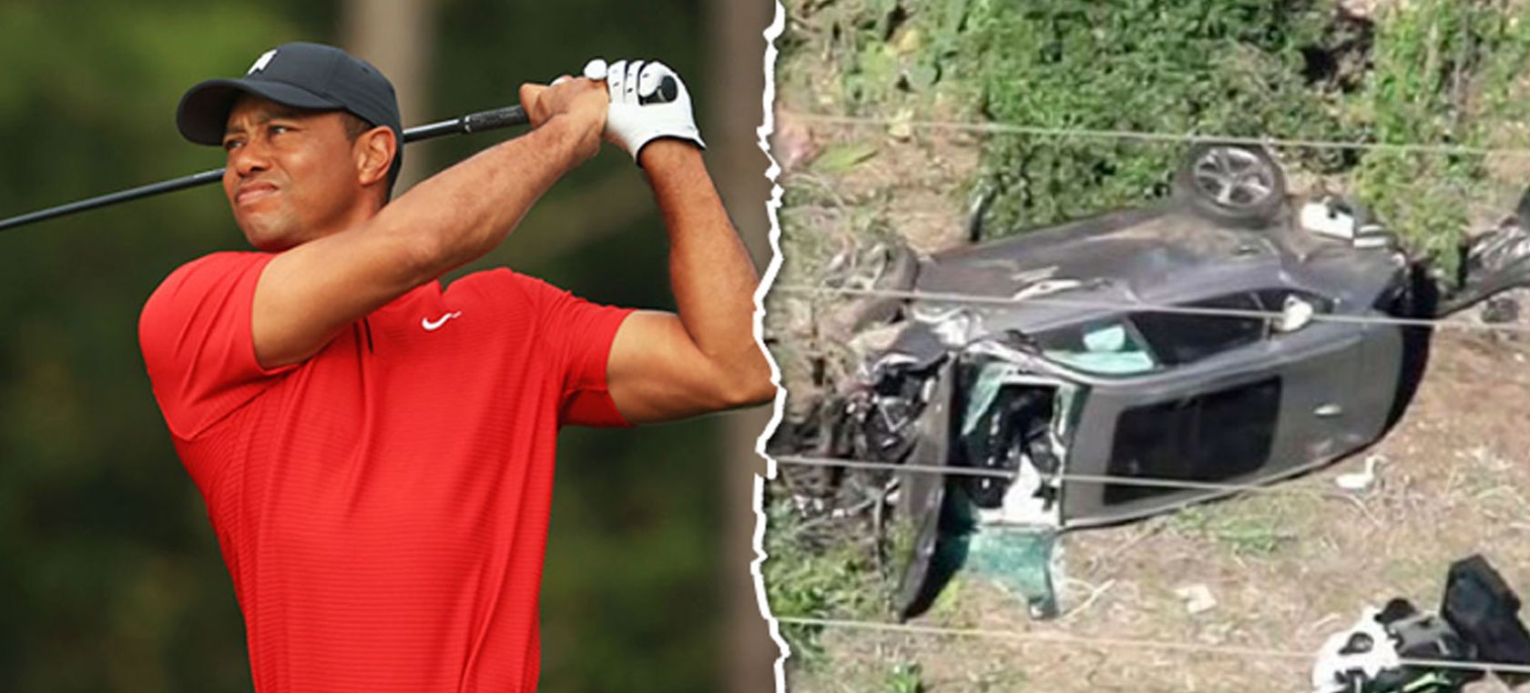 Tiger Woods Primeras imágenes del accidente automovilístico de Tiger