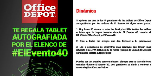 Hoy puedes ganar una de las tablets de Office Depot autografiadas por los  artistas de El Evento 40 | Actualidad | LOS40 México