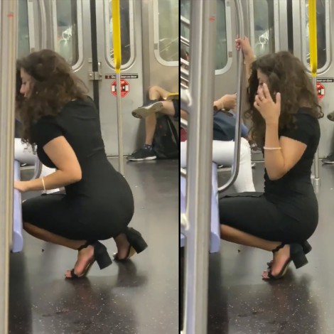 La grabaron tomándose selfies en el metro, ella compartió el resultado y se hizo viral