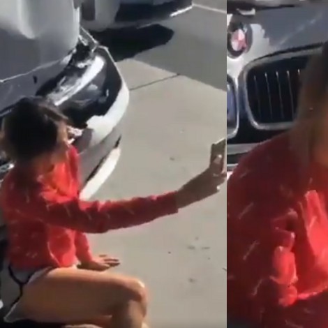Mujer choca su BMW y se toma fotos para mostrar el accidente en redes sociales