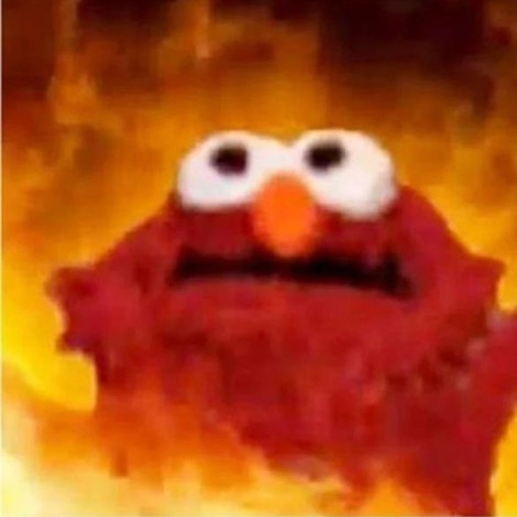Recrean meme de Elmo en llamas para manifestación