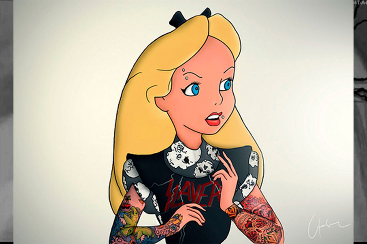 Princesas Disney con su estilo emo punk-rocker