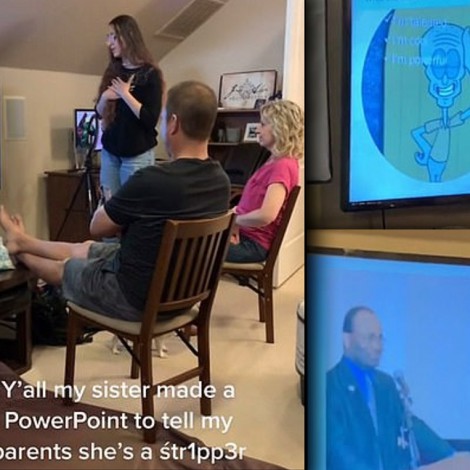 Chica hace presentación de PowerPoint para confesar a sus padres que es stripper