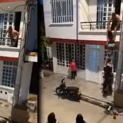 Como de película: Jóvenes ayudan a la amante del vecino a escapar por el balcón