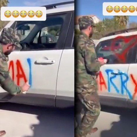 Soldado le pinta el auto a su novia para pedirle matrimonio y ella lo rechaza