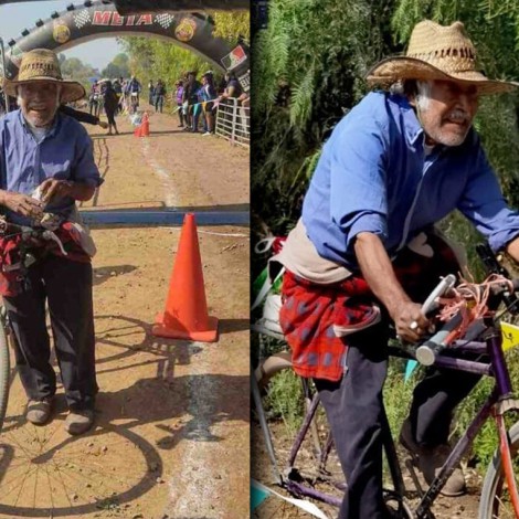 Abuelito participa en competencia de ciclismo con “bicicleta de panadero” y gana medalla